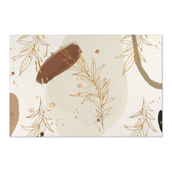 Floral Area Rug |  Organic Rust Beige Gold Leaves