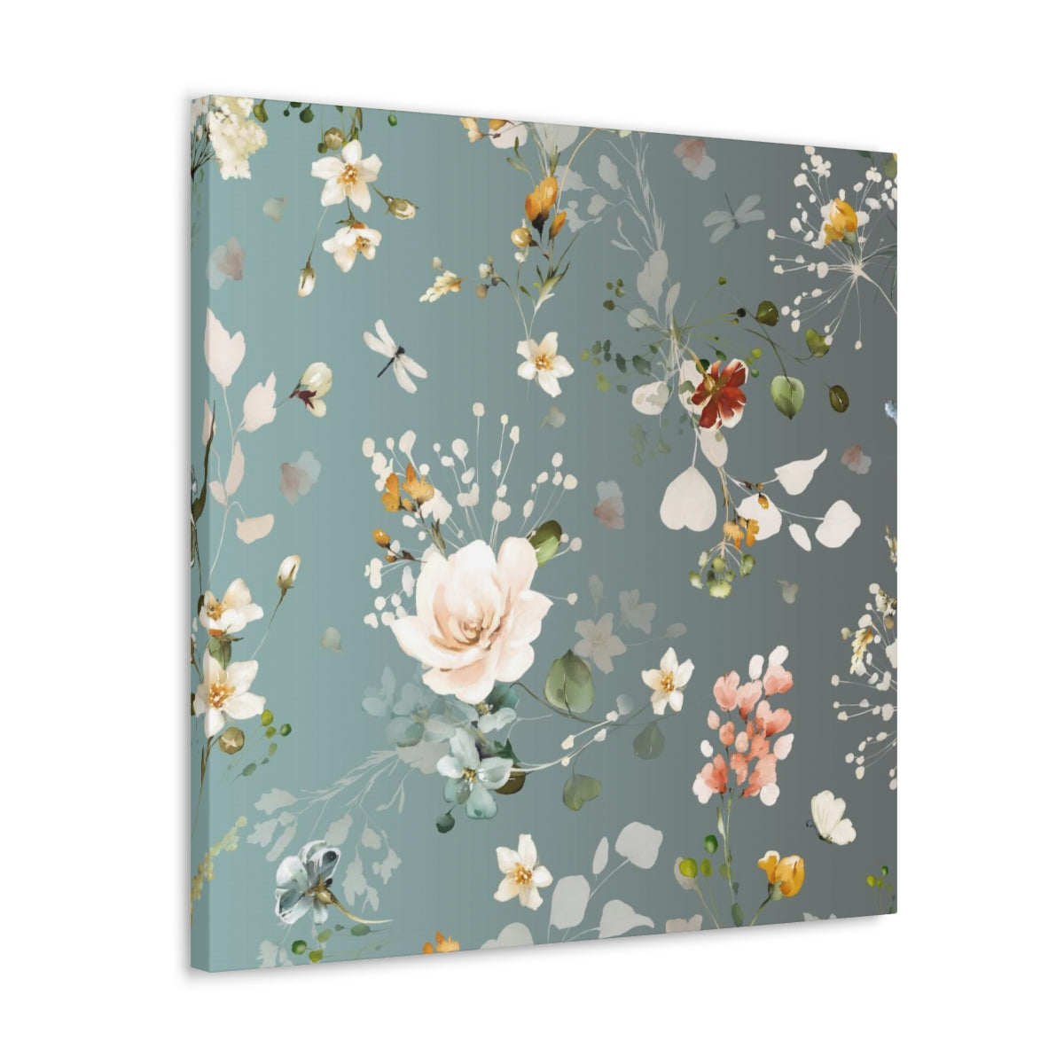 Floral Wall Canvas Print | Green Garden