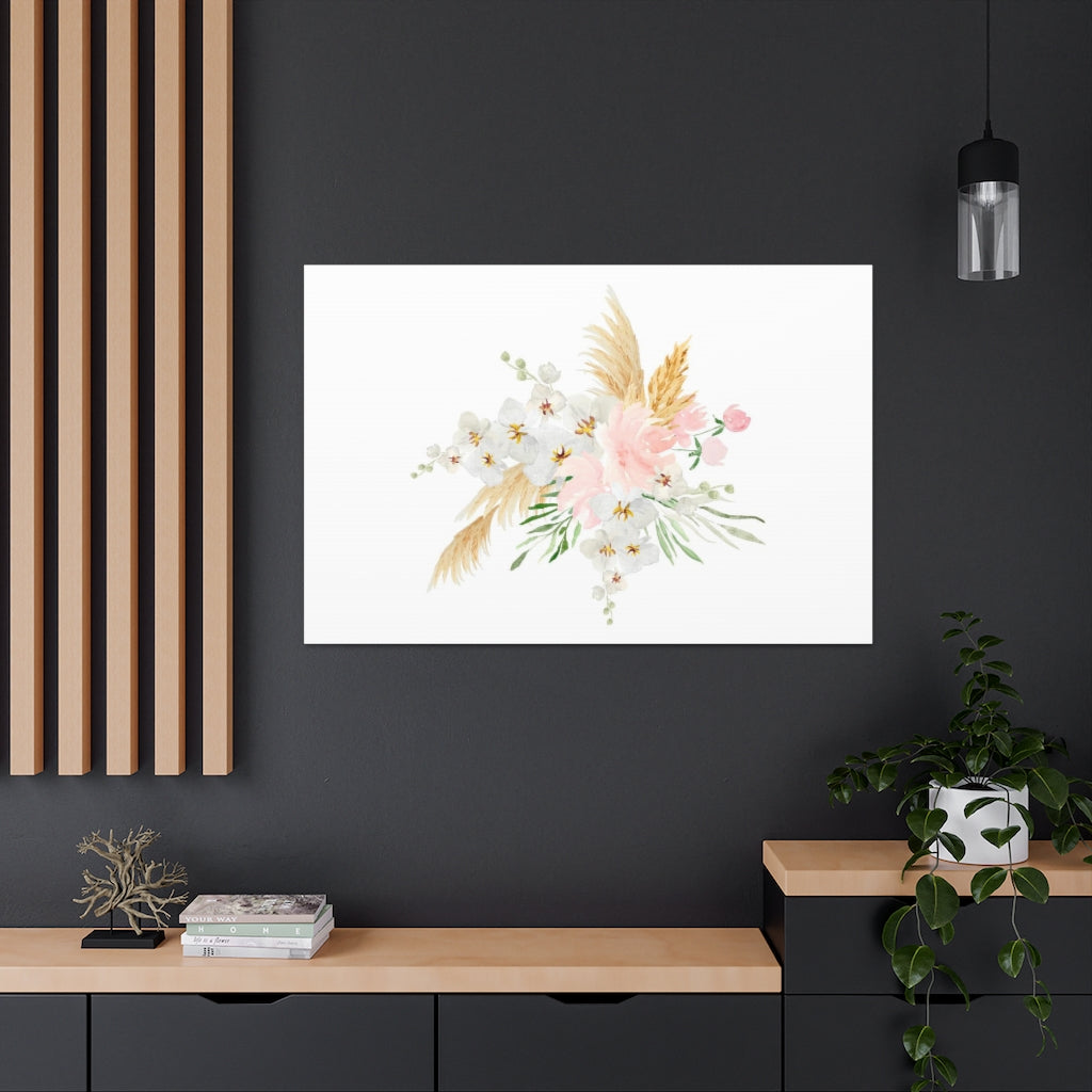 Floral Canvas Wall Art | White Tropical Floral