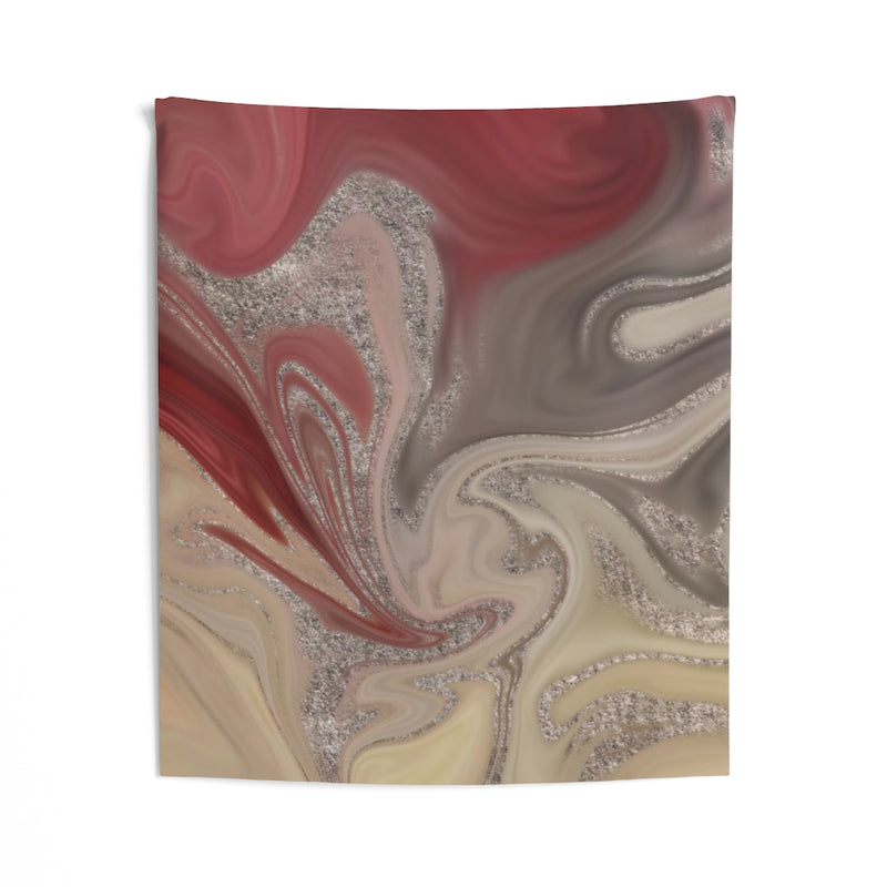 Abstract Tapestry | Red Beige Silver