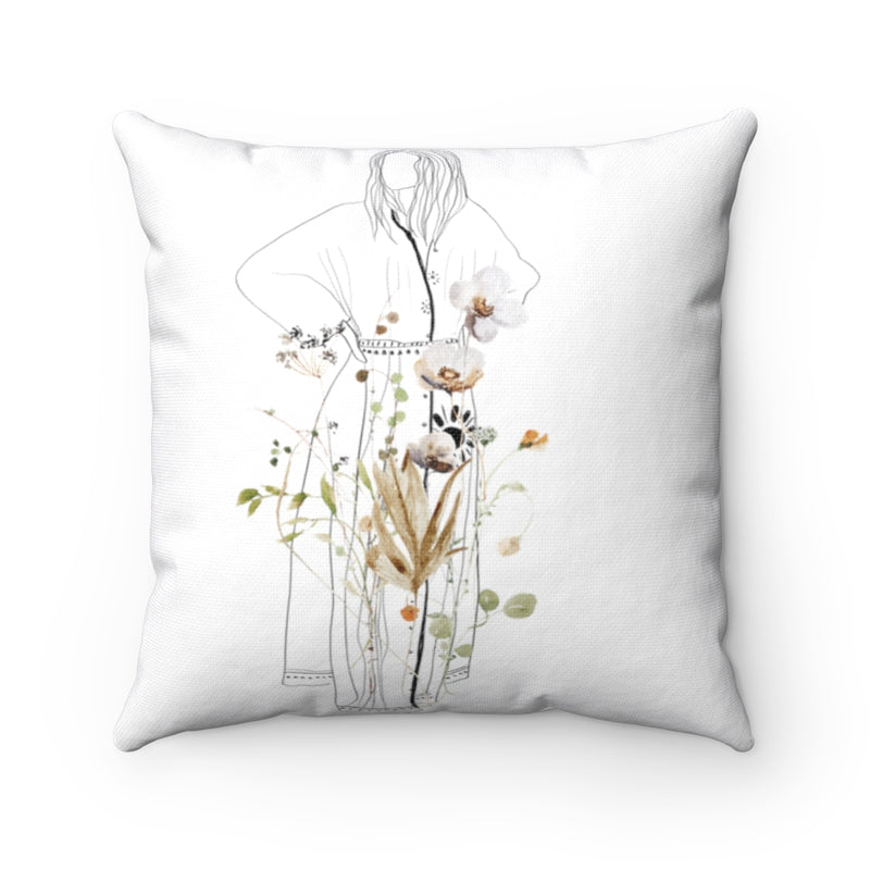 Boho Pillow Cover | Yellow Beige White Floral