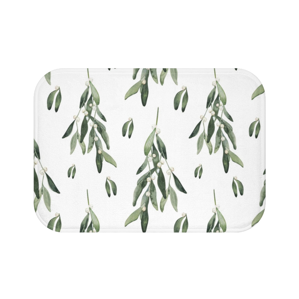 Christmas Bath Mat | White Delicate Winter Leaves