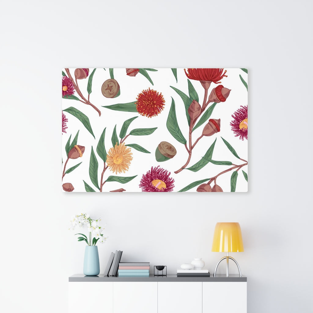 FLORAL CANVAS ART | White Red Green