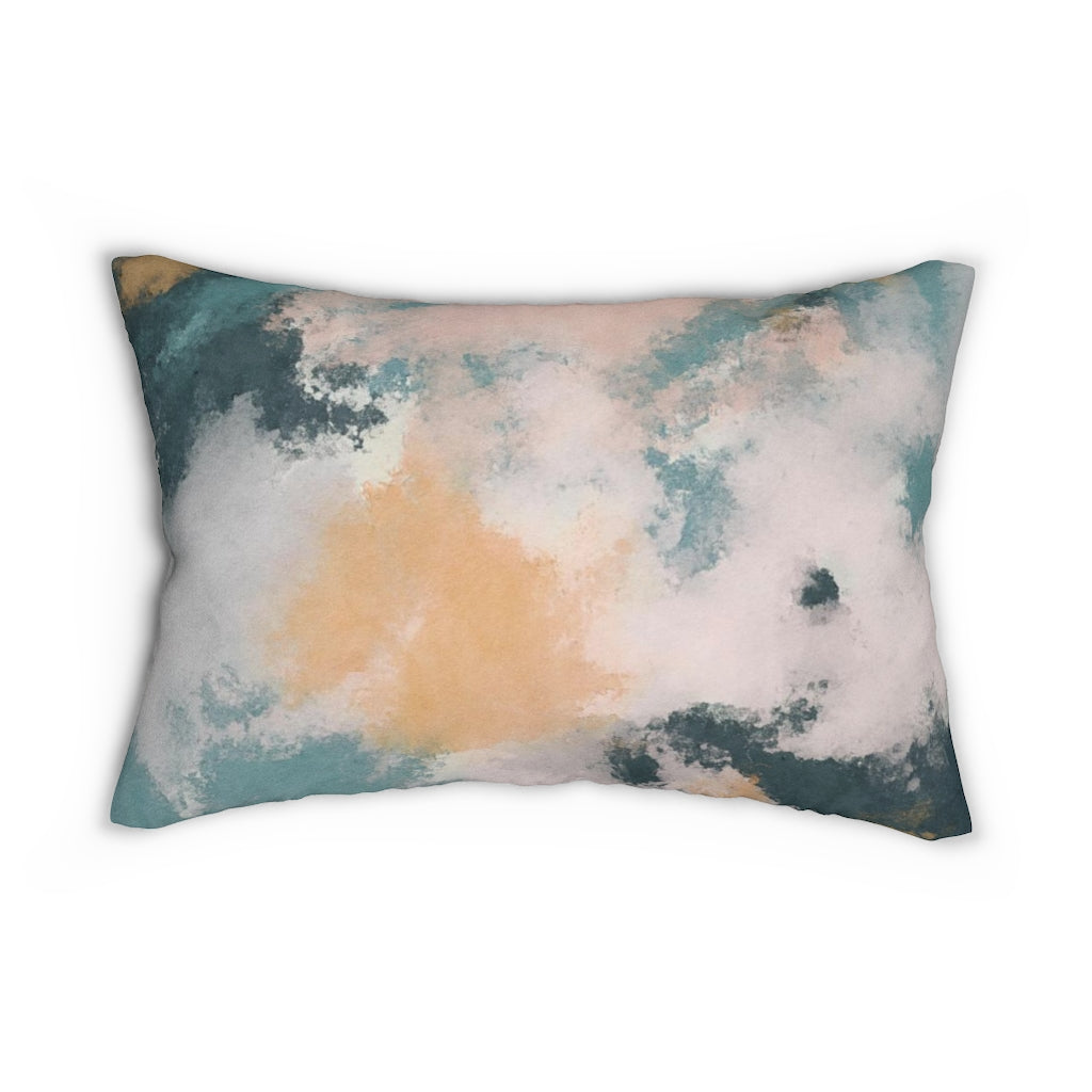 Abstract Boho Lumbar Pillow | Navy Blue Beige