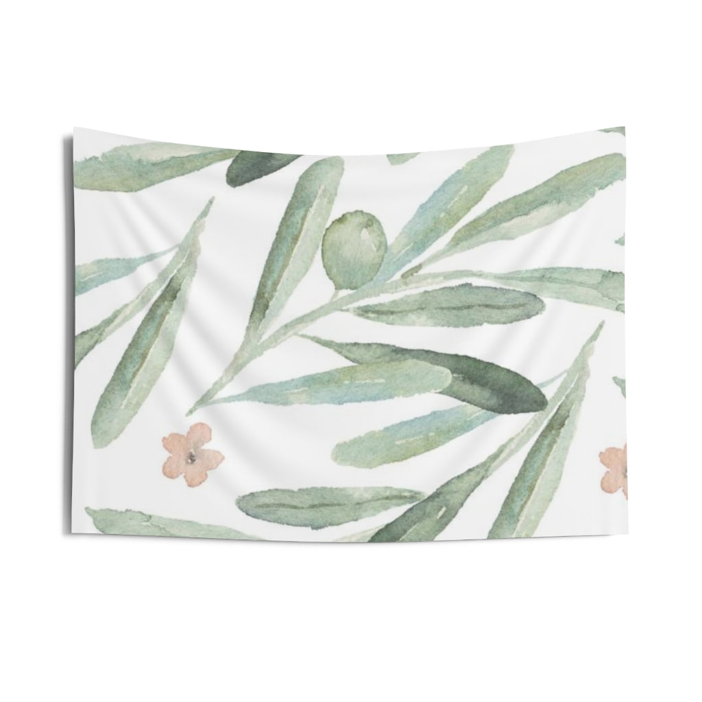 Floral Tapestry | White Pastel Green Pink