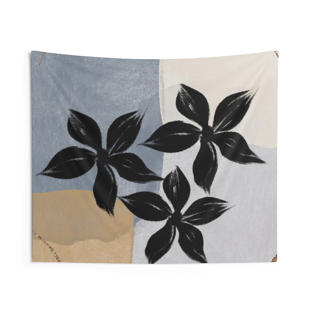 Floral Tapestry | Black Grey Beige Cream