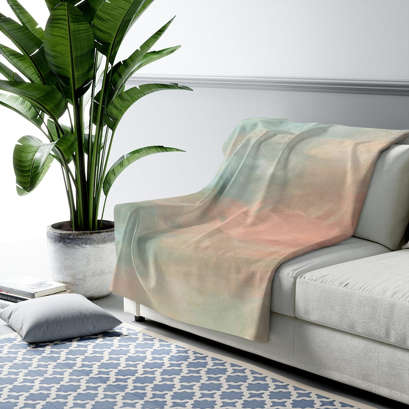 Abstract Comfy Blanket | Salmon Pink Green