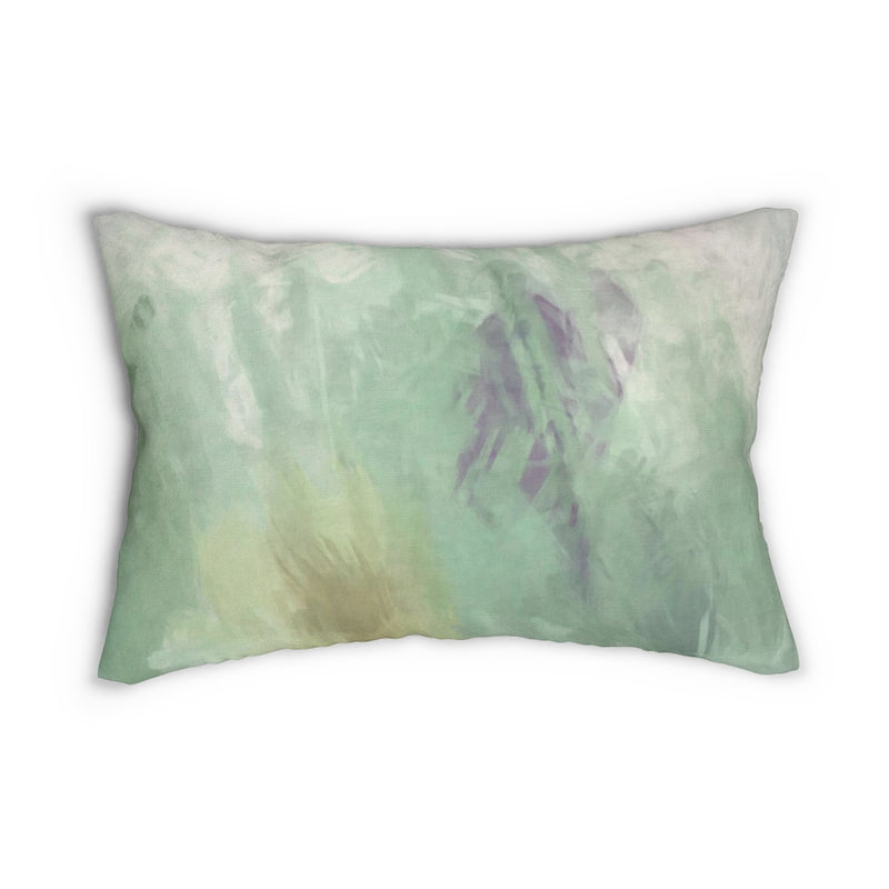 Abstract Boho Lumbar Pillow | Mint Green Purple