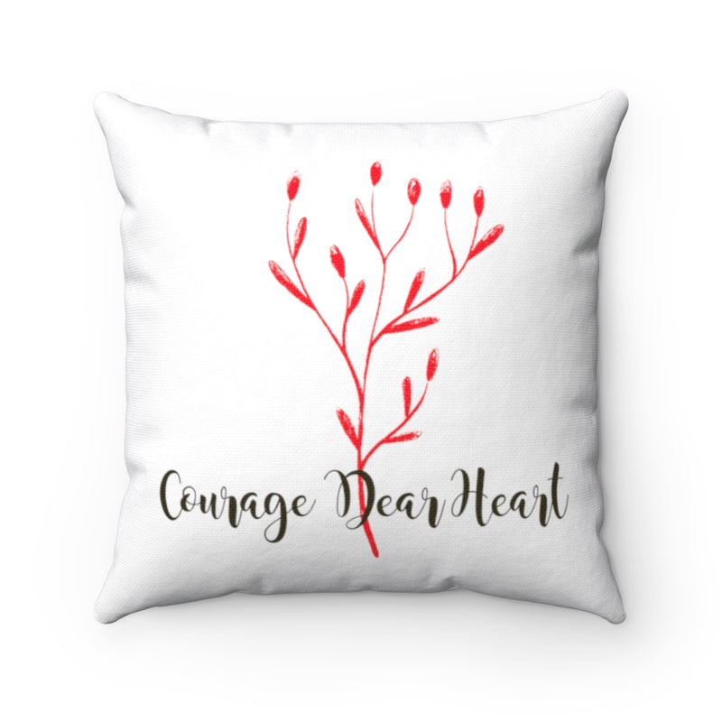 With Saying Pillow Cover | Red | Courage Dear Heart