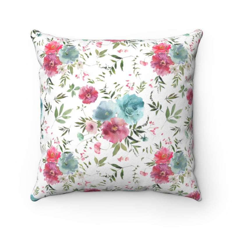 Floral Boho Pillow Cover |  White Teal Pink Grey Green