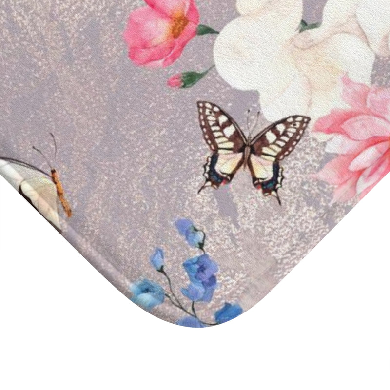 Floral Bath Mat | Lavender Butterflies