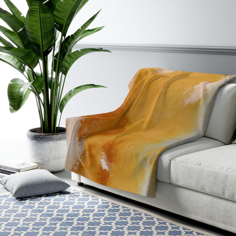 Abstract Boho Comfy Blanket | Yellow Rust Navy