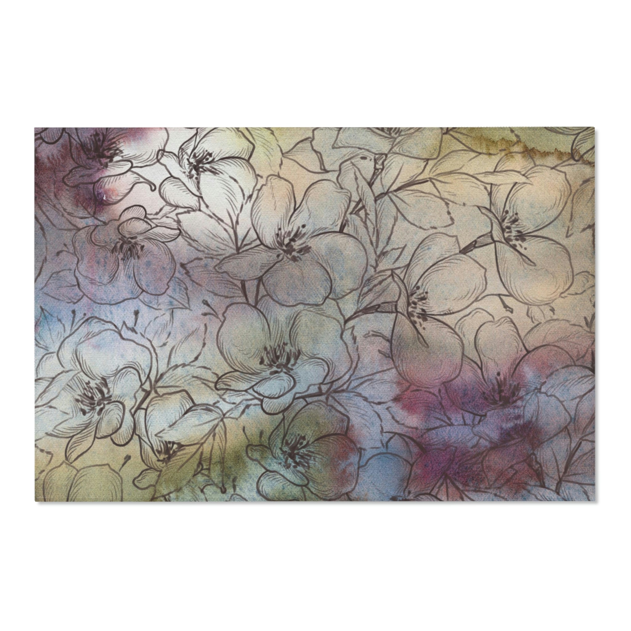 Floral Area Rug | Earthy Abstract Line Art