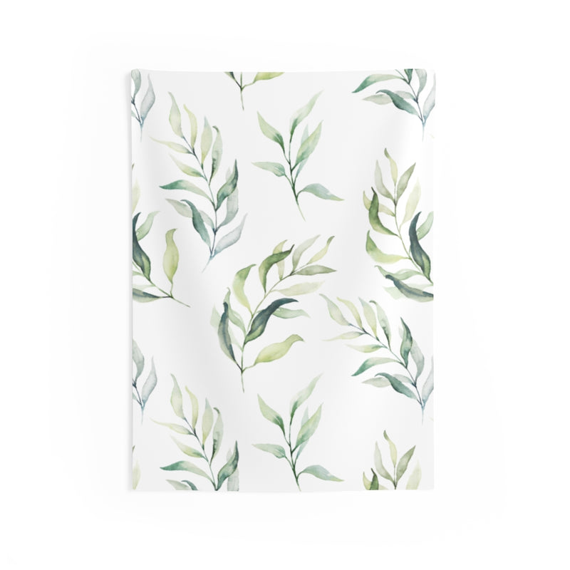 Floral Tapestry | White Green Leaves