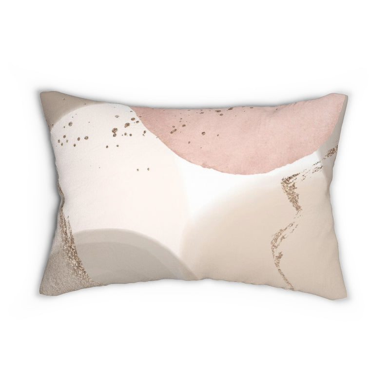 Abstract Boho Lumbar Pillow | Blush Pink Beige White