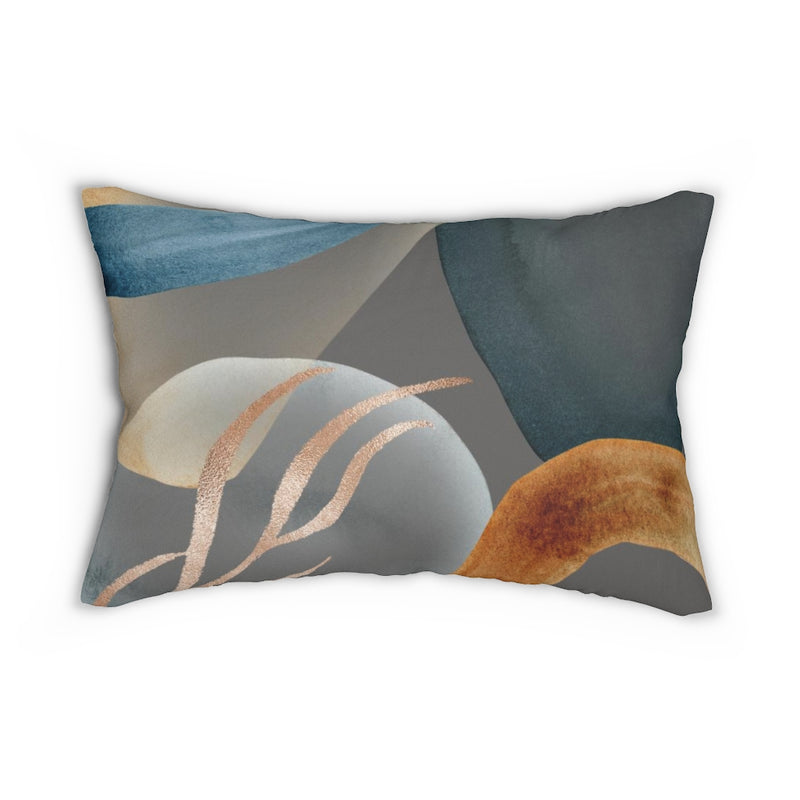 Abstract Lumbar Pillow | Grey Blue Rust