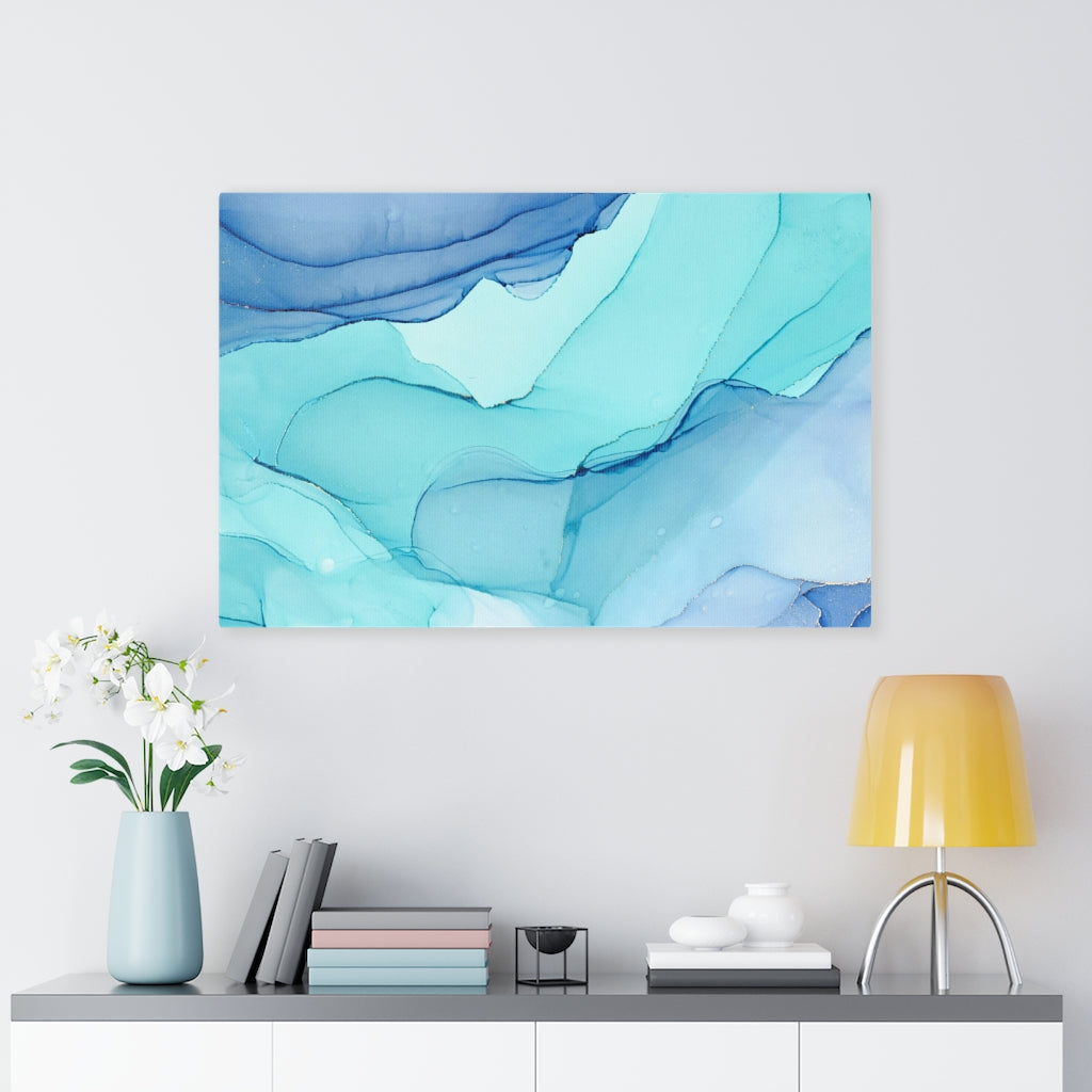 Abstract Canvas Art | Teal Blue