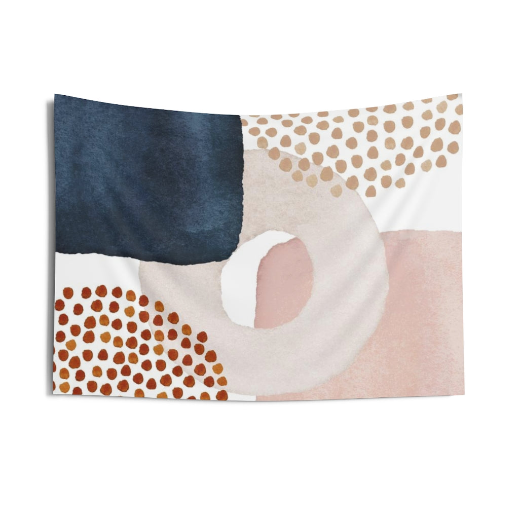 Abstract Tapestry | Navy Blue White Blush Pink Beige