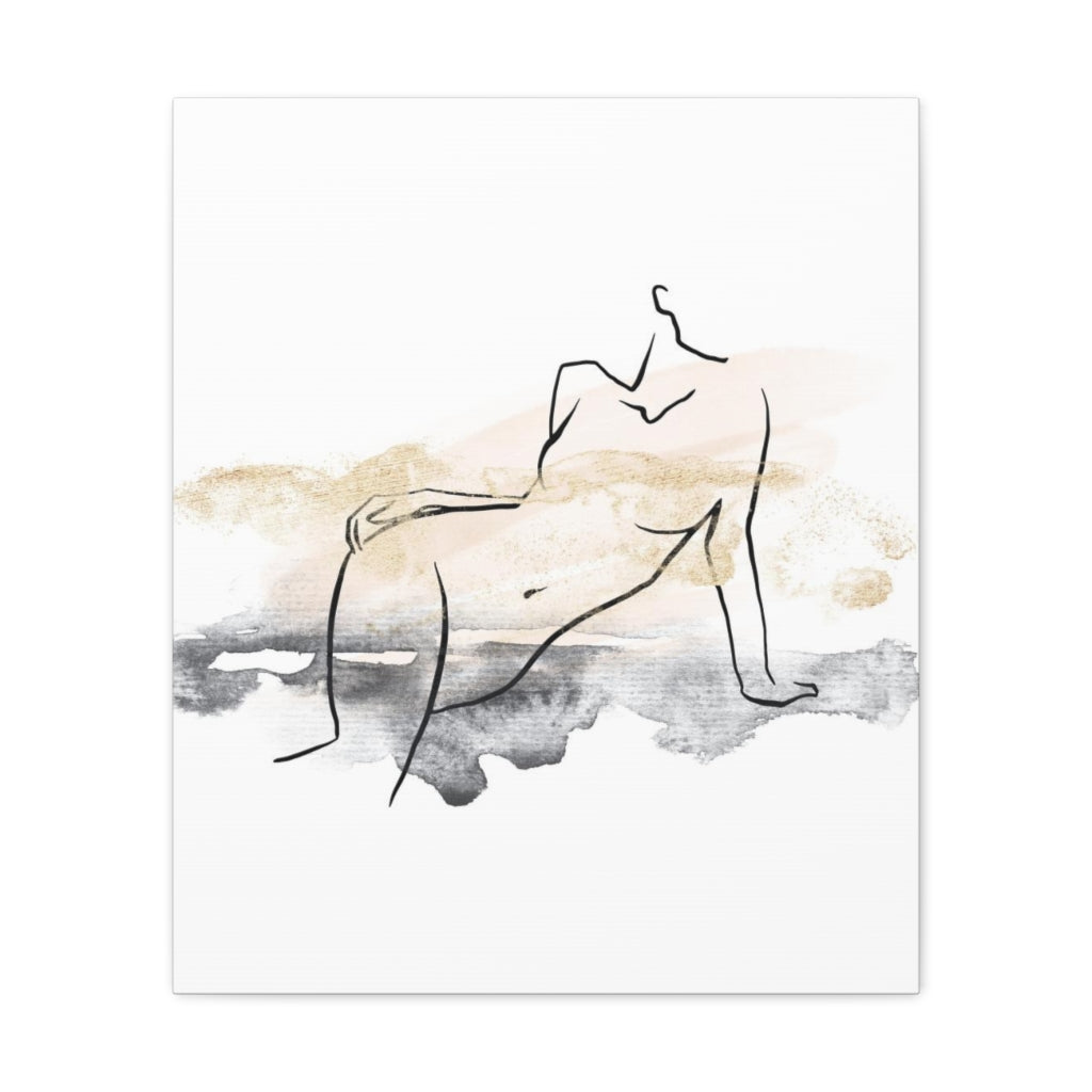 Abstract Canvas Wall Art | White Ombre Female Art