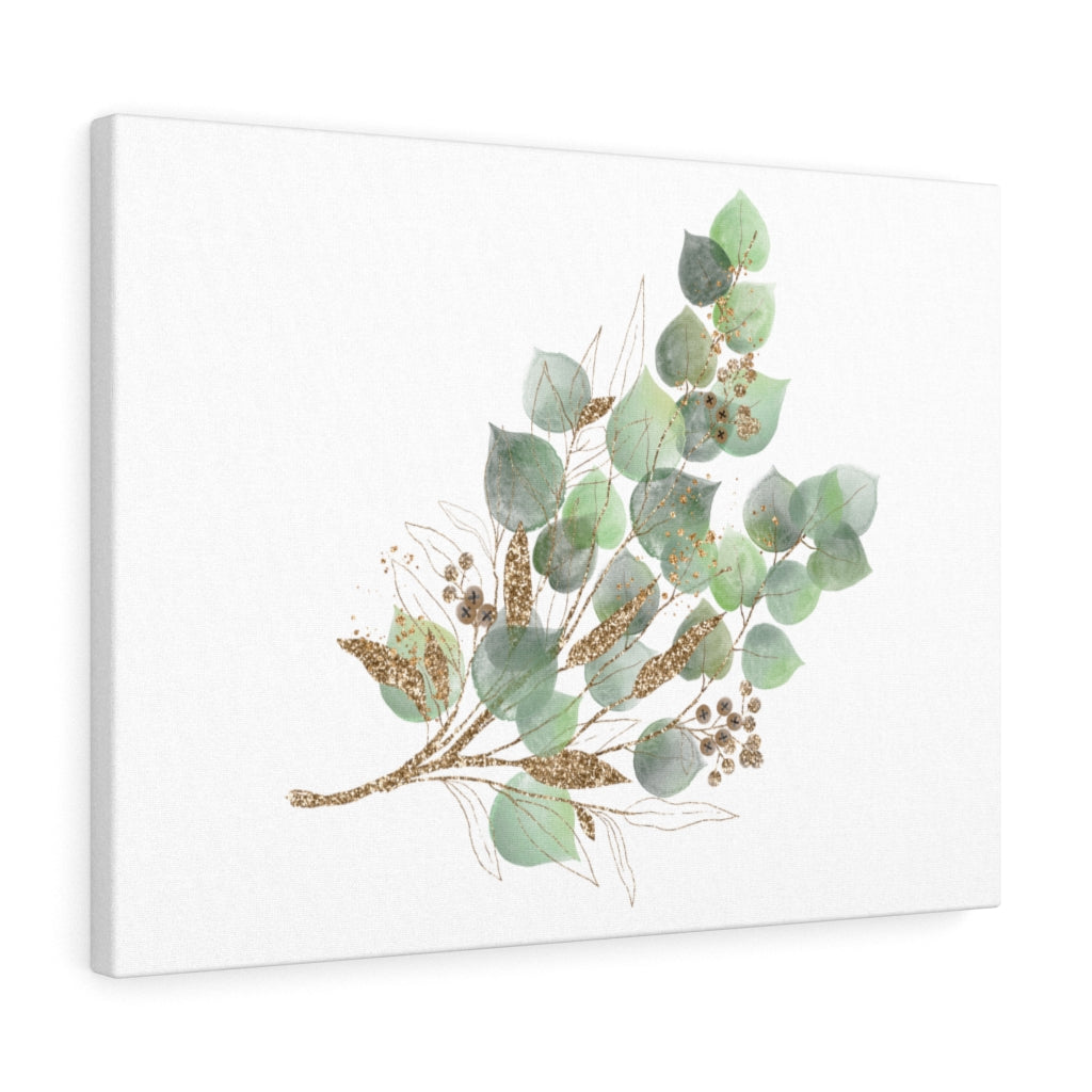 Green and Gold Eucalyptus Canvas Watercolor Wall Art