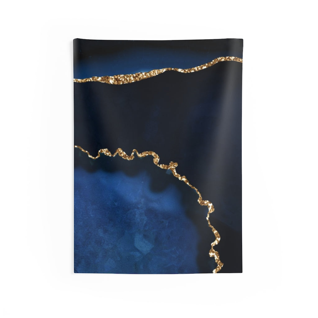 Abstract Tapestry | Royal Indigo Blue Gold