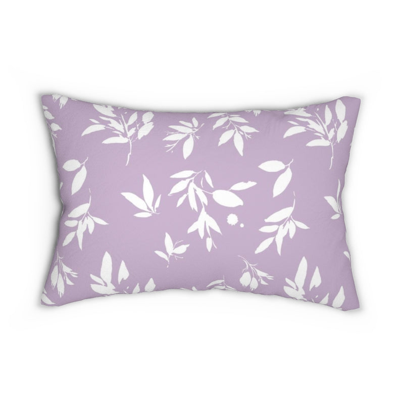 Floral Boho Lumbar Pillow | Purple White Leaves