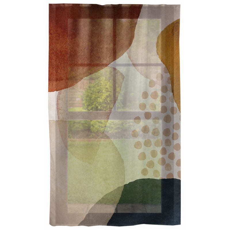 Abstract Window Curtains | Rust Beige