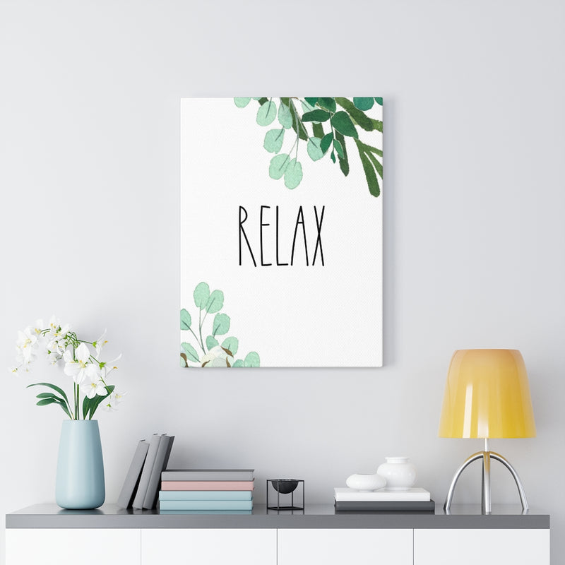 WITH SAYING WALL CANVAS ART | White Green | Relax