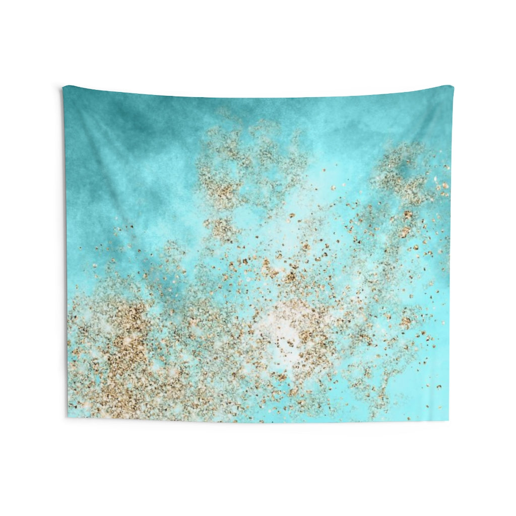 Abstract Tapestry | Aqua Teal gold