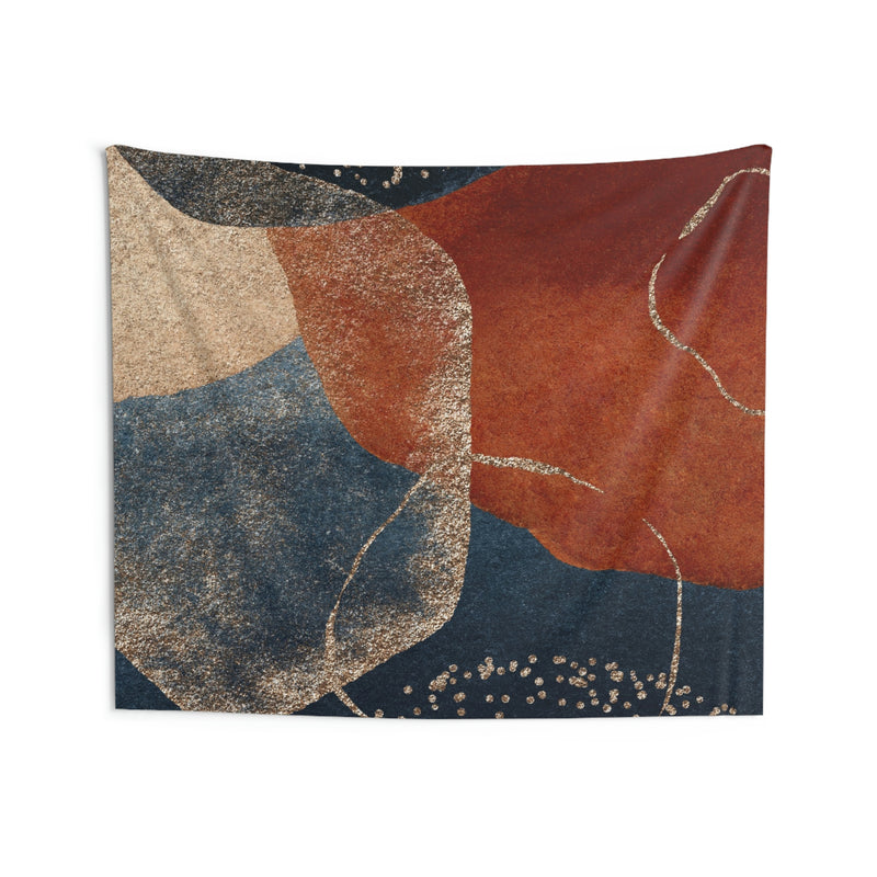 Abstract Tapestry | Navy Blue Gold Rust