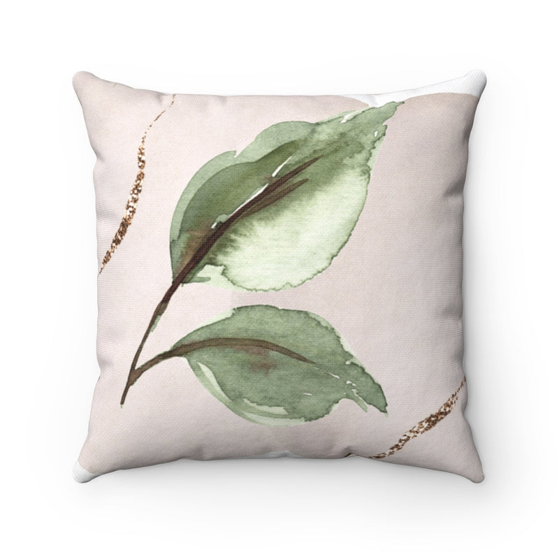 Boho Pillow Cover | Beige Green Leaves
