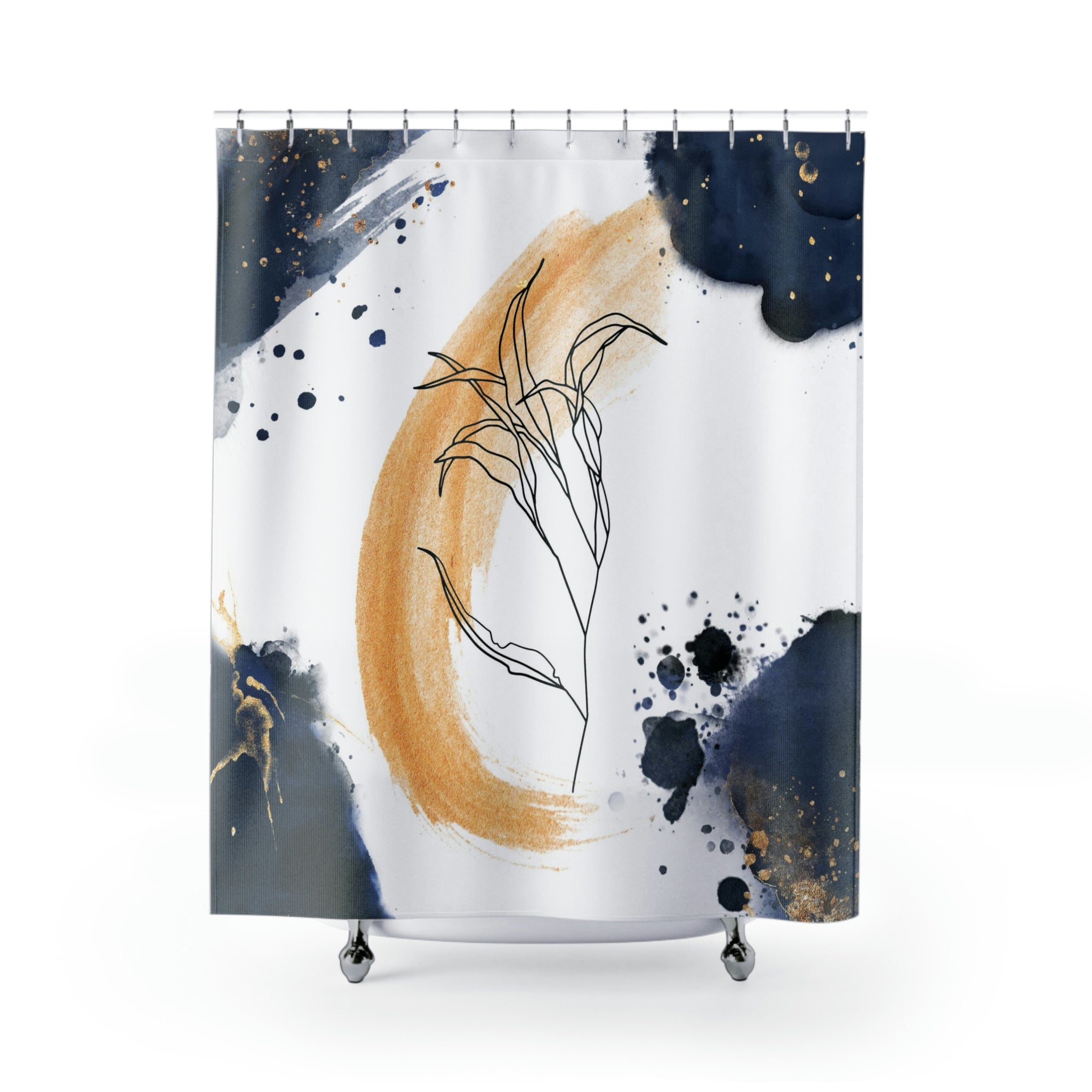 modern boho fabric shower curtain