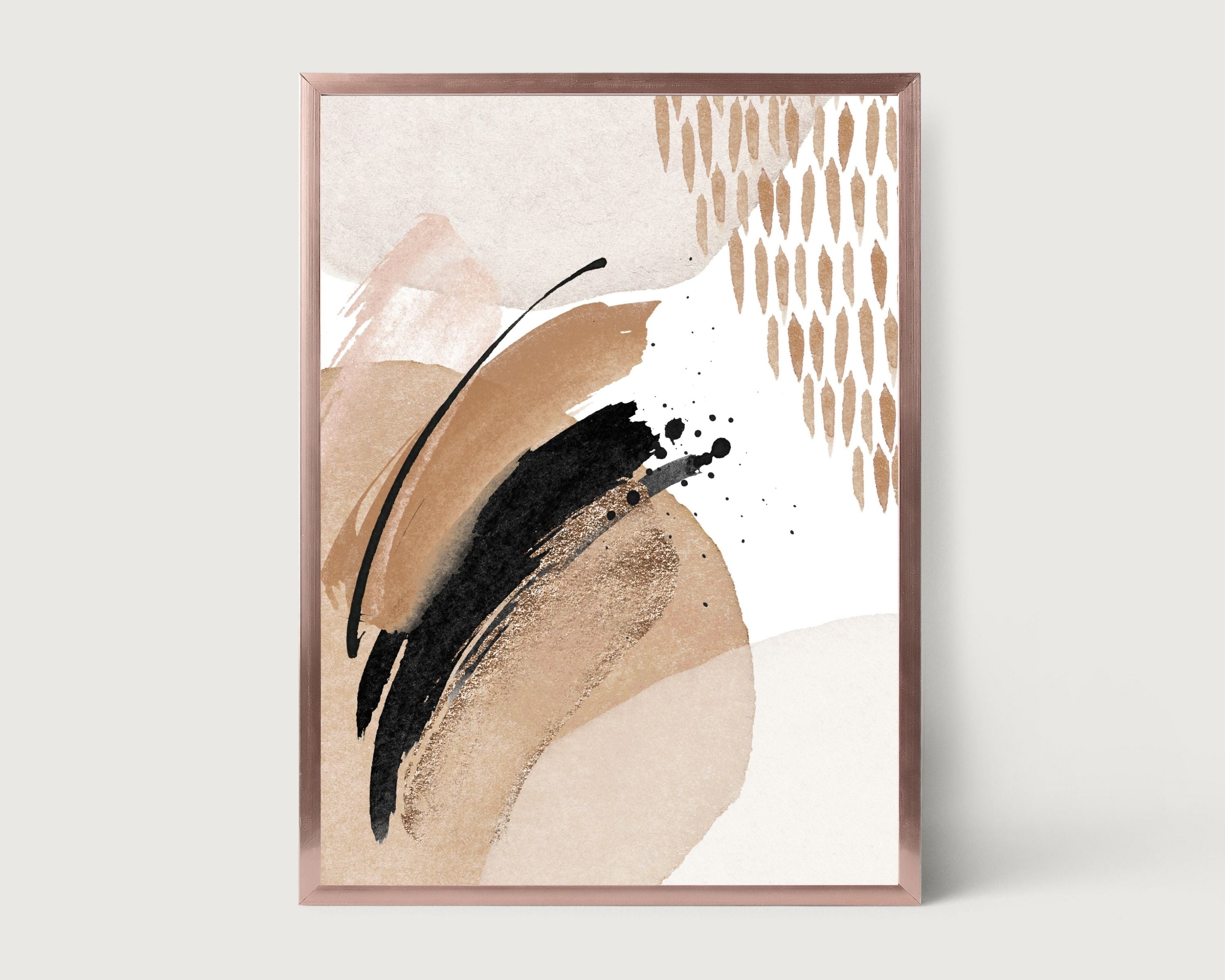 Abstract Boho Art Prints | Beige Cream Black