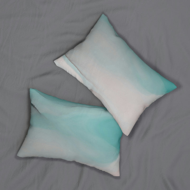 Abstract Lumbar Pillow | Teal Blue Blush Ombre