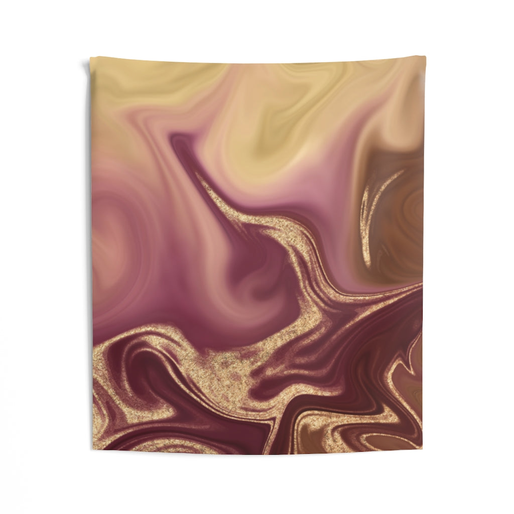 Abstract Tapestry | Wine Red Gold