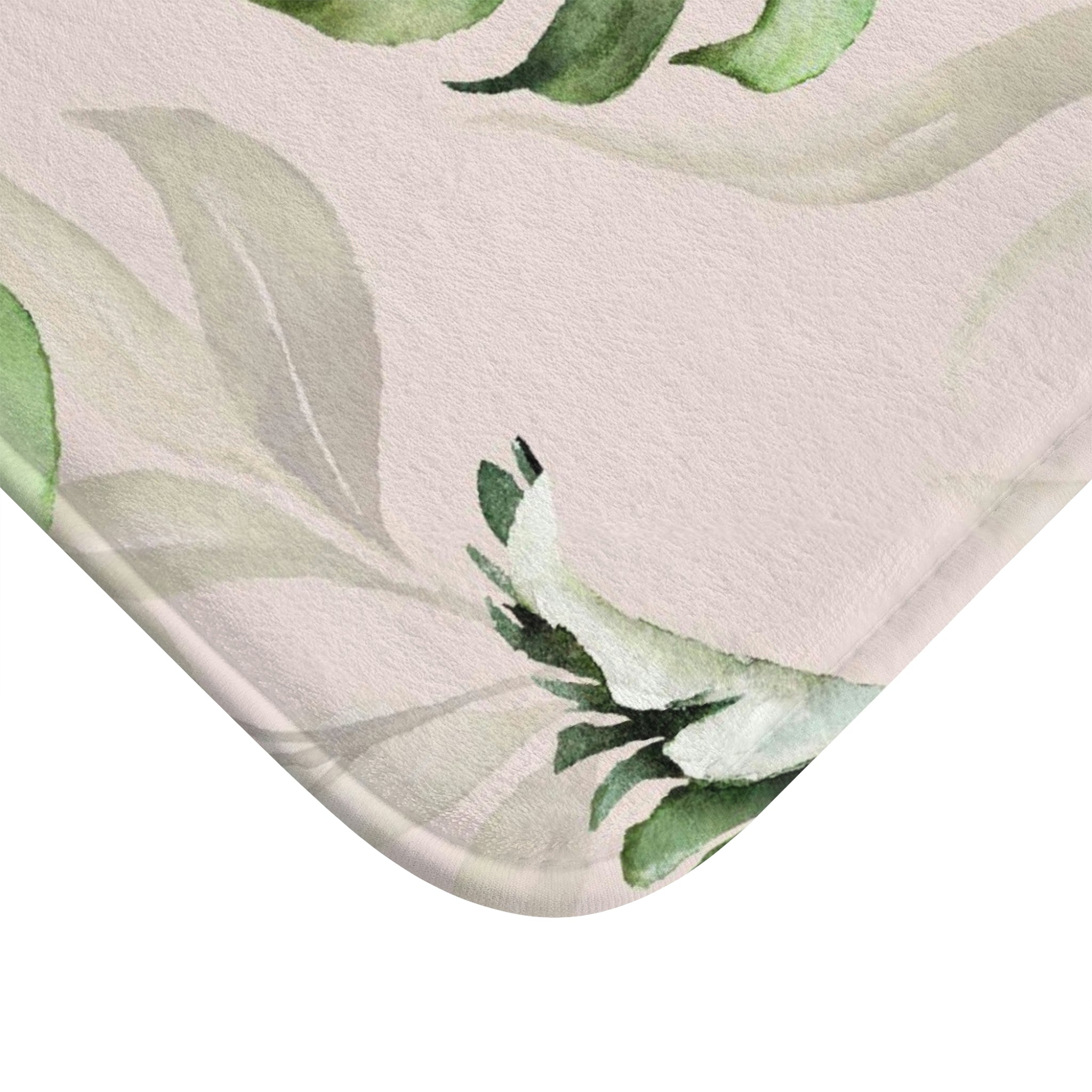 Floral Bath, Kitchen Mat | Green Monstera Leaves