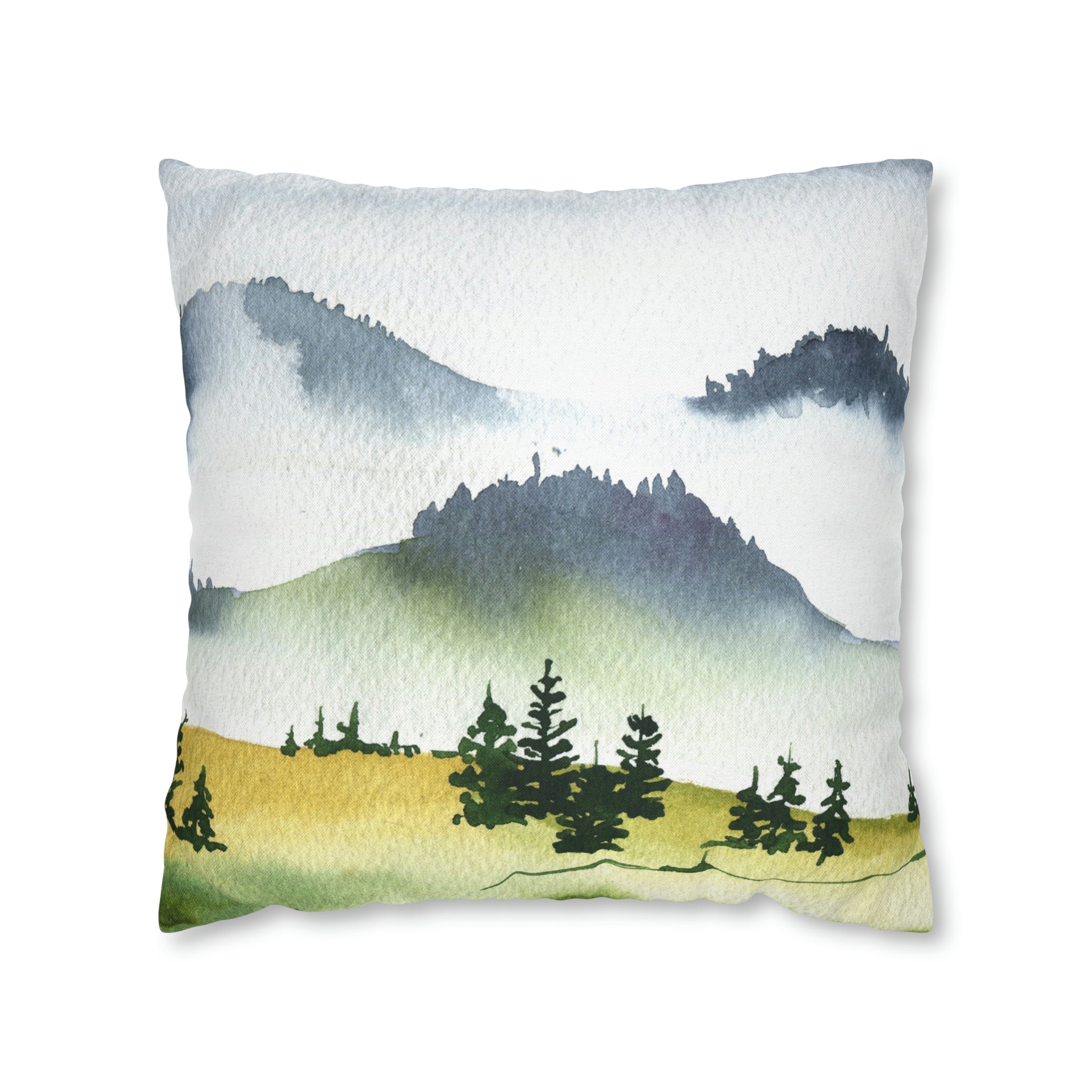 Floral Boho Pillow Cover | Mountain Green Trees