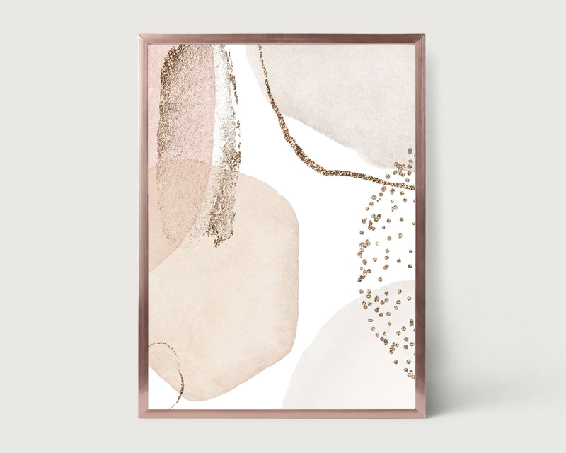Abstract Boho Art Prints | Rose Gold White