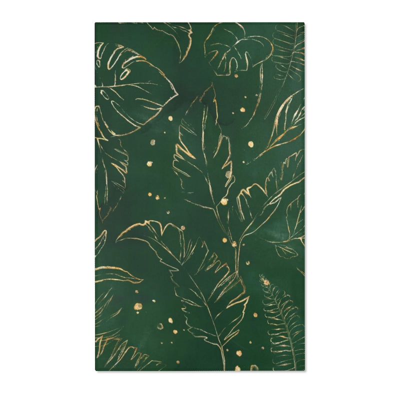 Floral Area Rug |  Green Monstera Tropical Leaves