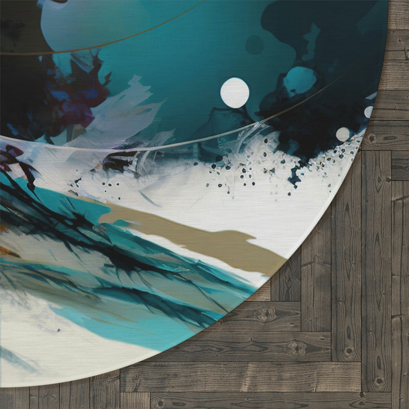 Round Area Rug | Teal Abstract
