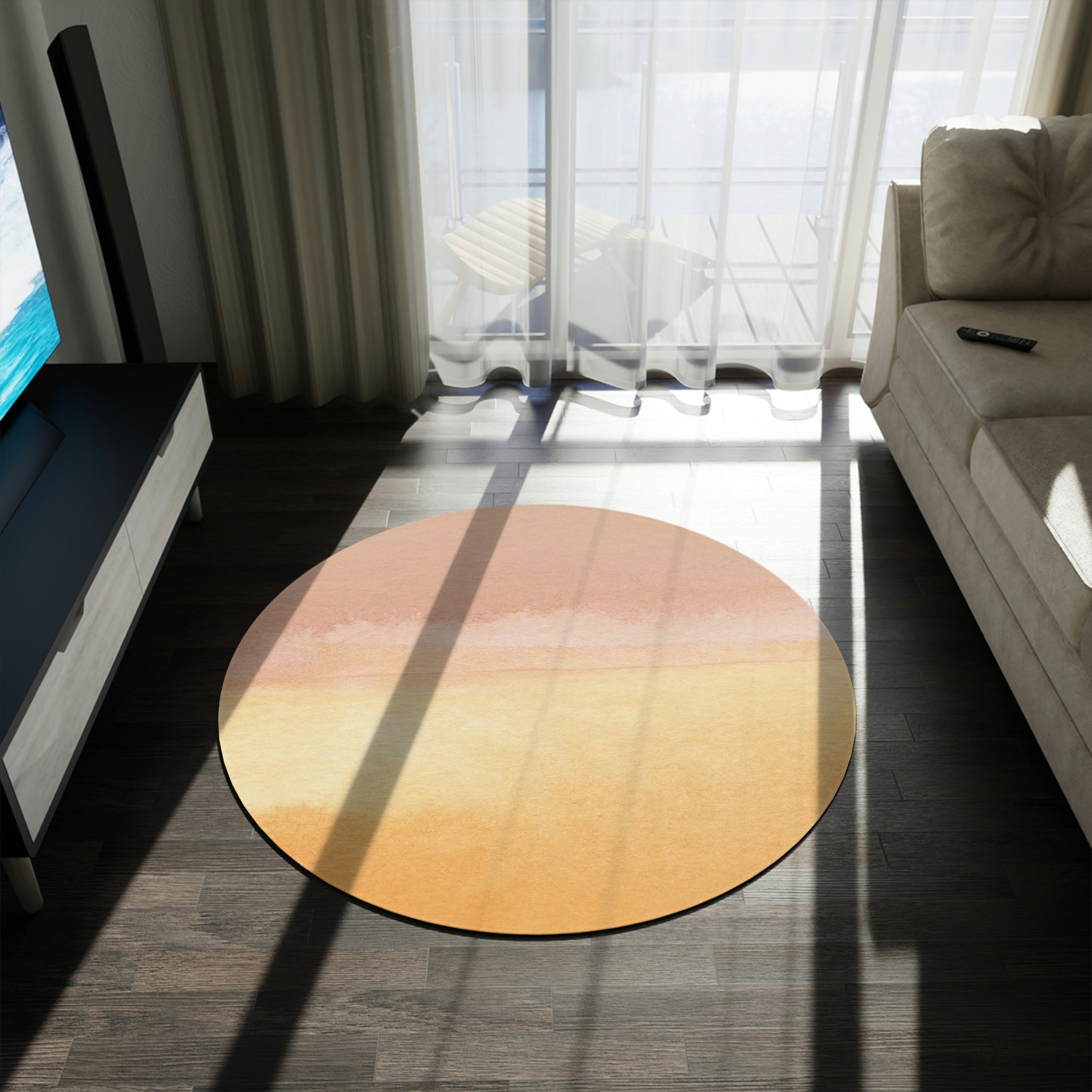 Round Area Rug | Orange Yellow Beige Ombre