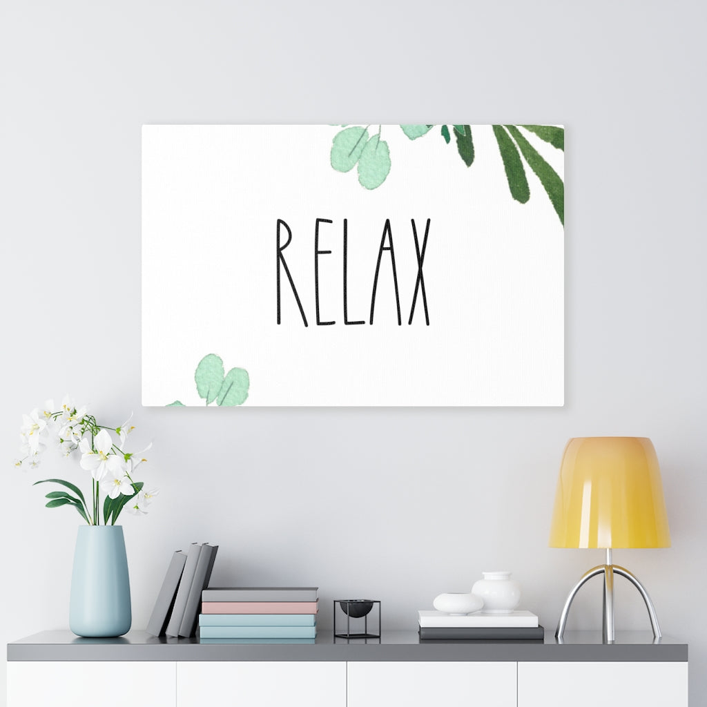 WITH SAYING WALL CANVAS ART | White Green | Relax