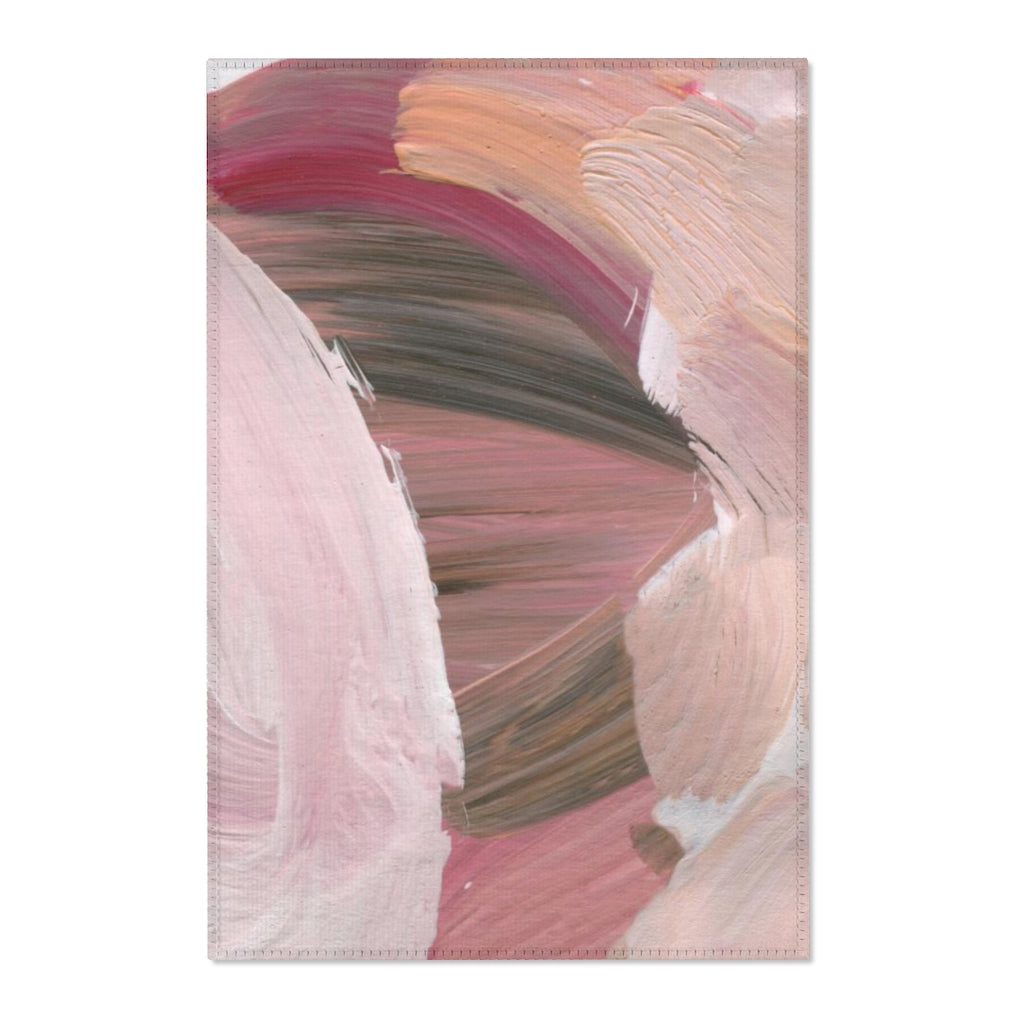 Abstract Area Rug | Blush Pink Cream Acrylic