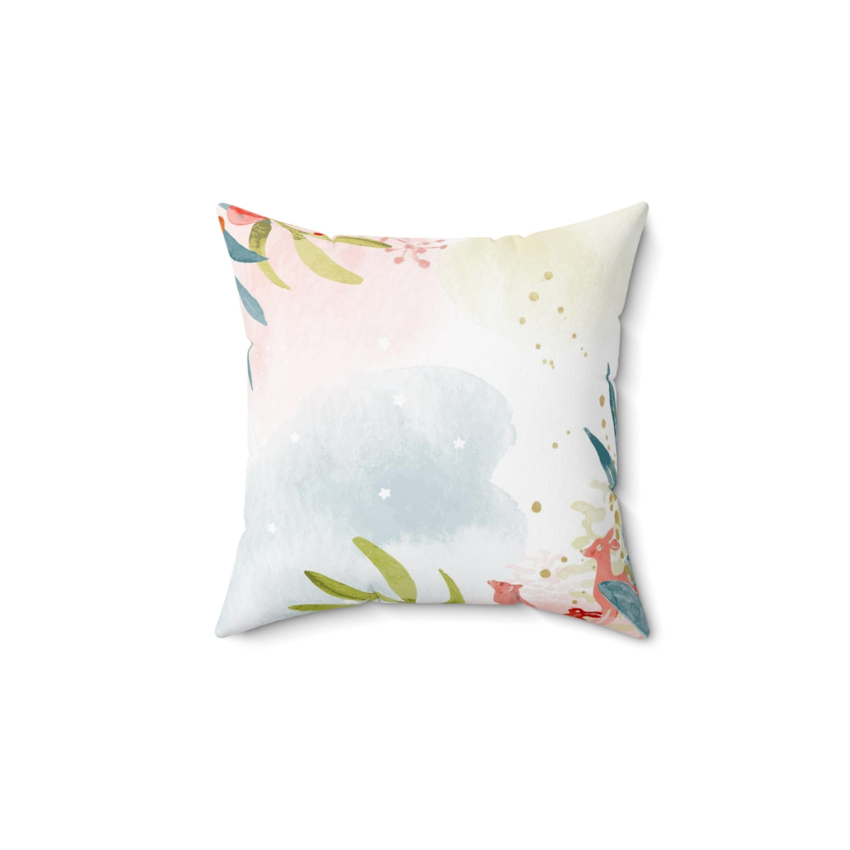 Christmas Square Pillow Cover | Pastel Watercolor