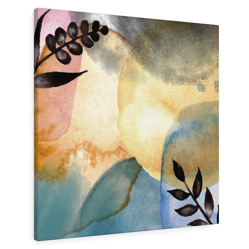 FLORAL WALL CANVAS ART | Yellow Black Blue
