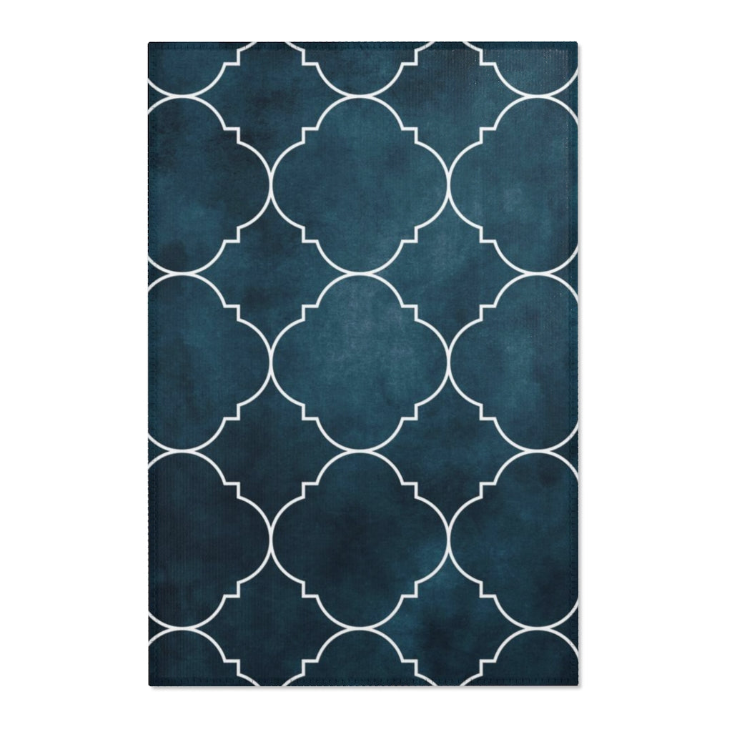 Art Deco Area Rug | Distressed Blue