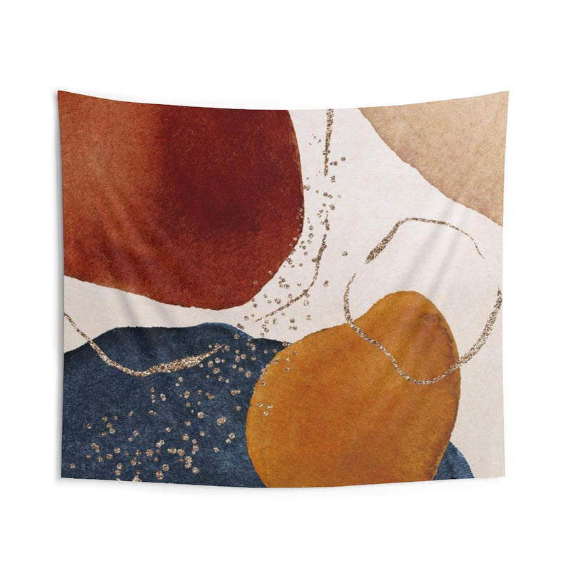 Abstract Tapestry | Rust Yellow Beige Navy Blue Gold
