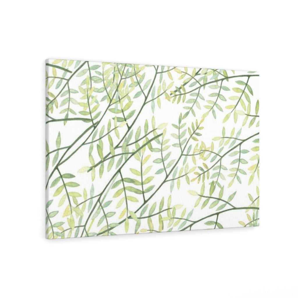 FLORAL WALL CANVAS ART | White Green Yellow Leaves