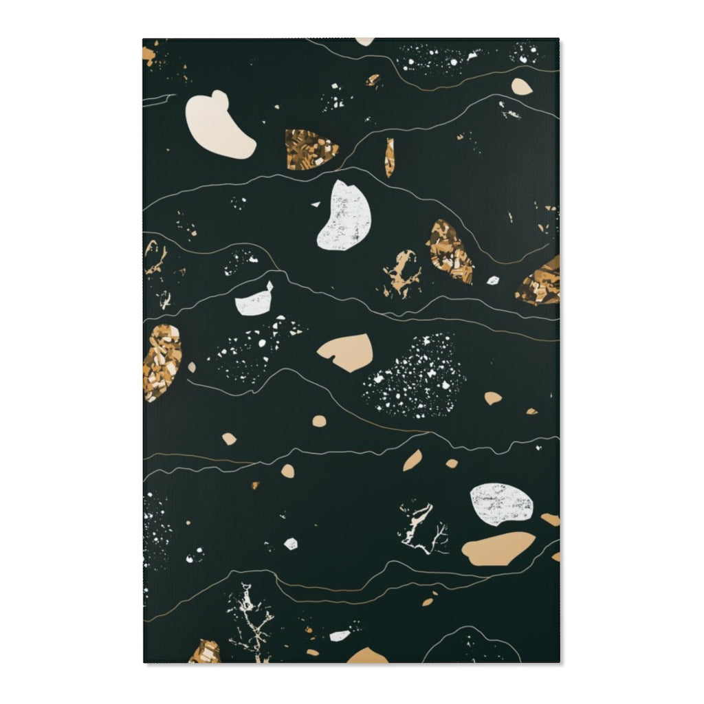 Boho Abstract Area Rug |  Black Beige