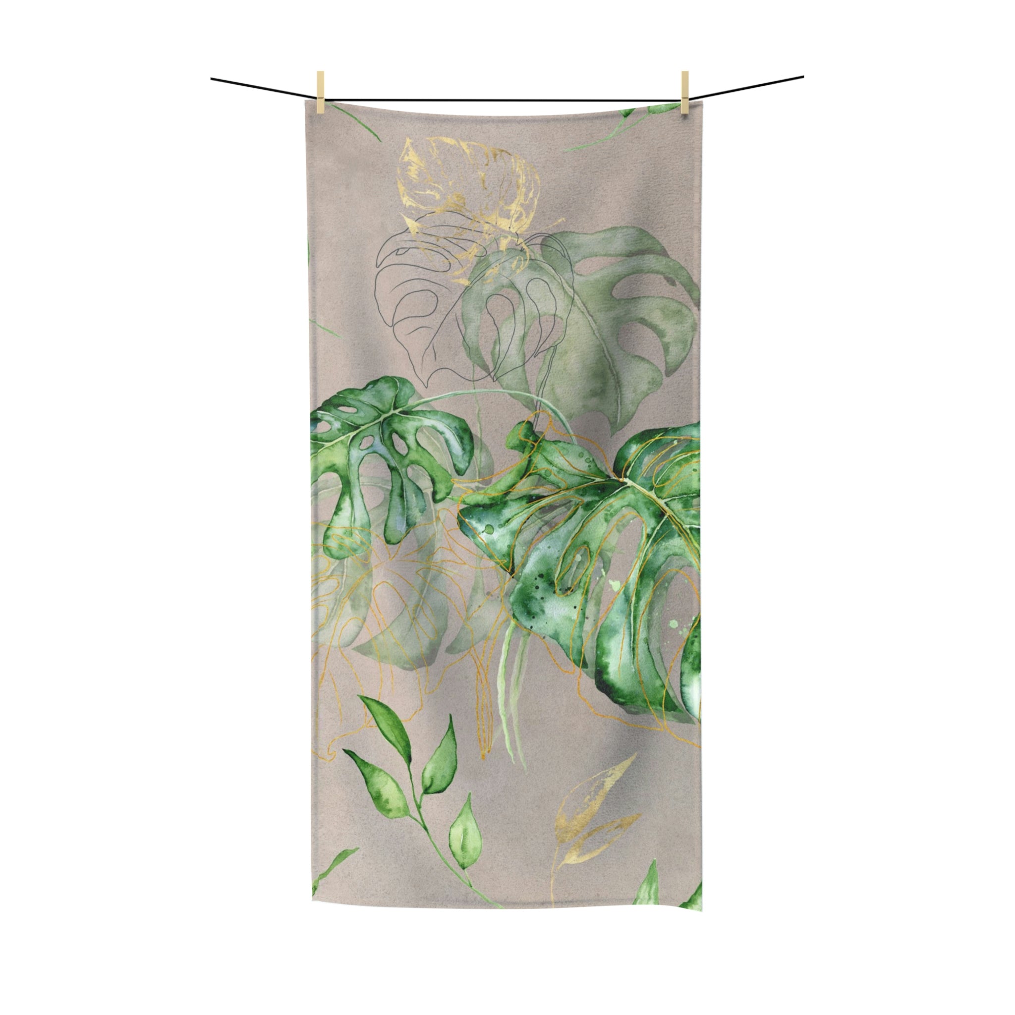 Green Monstera Bath Towel